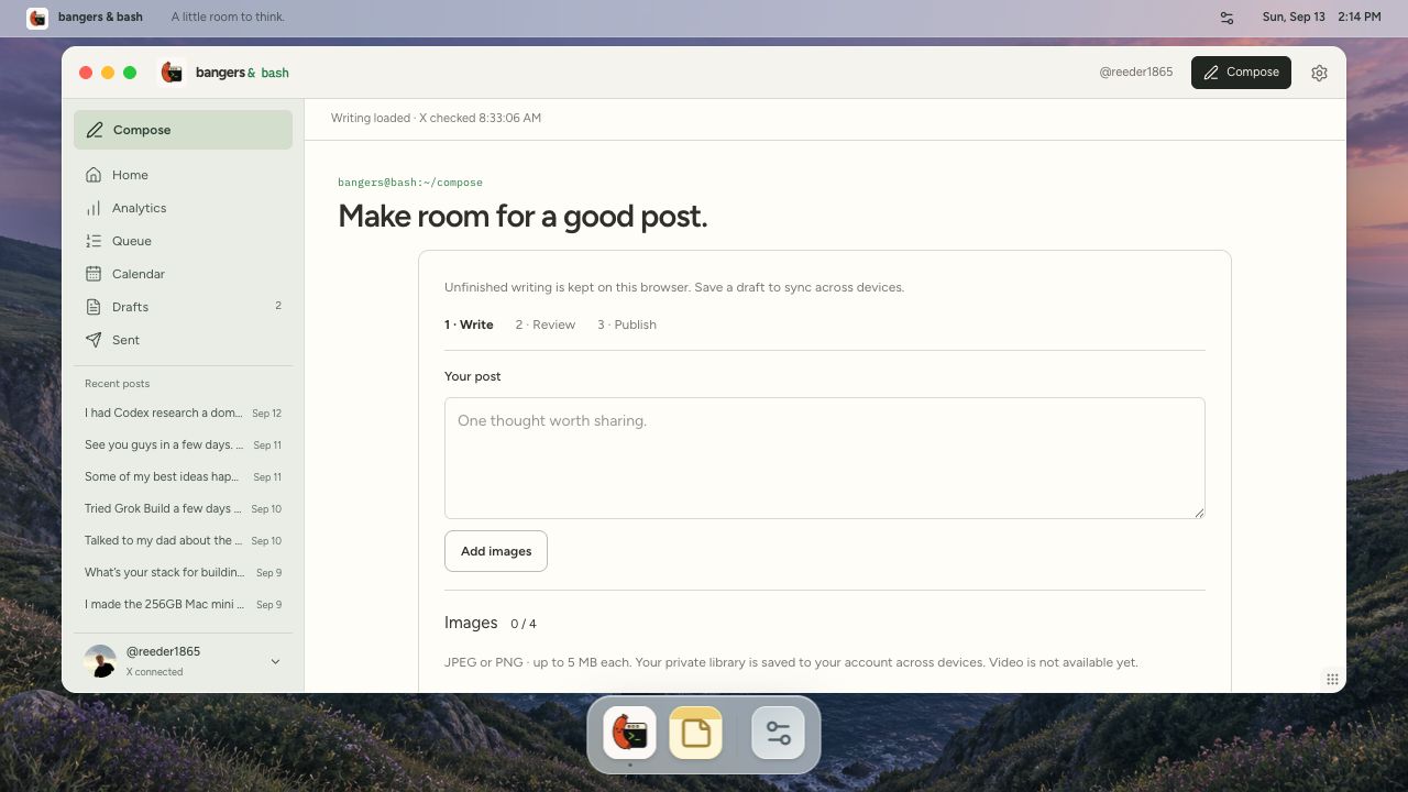 Founder workspace example: make room for a good post